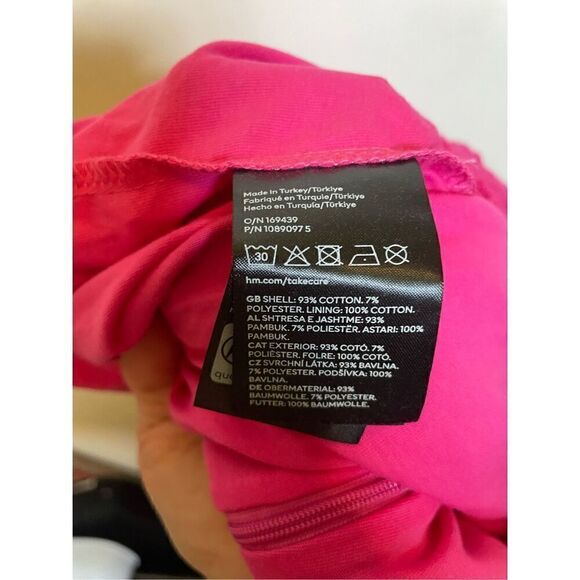 H&M straight leg crocheted hot pink pants size L - Picture 16 of 16